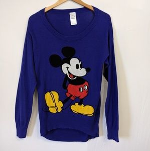 Disney Mickey Mouse Deep Scoop Hi Lo Sweater L